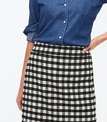 J. Crew Wool Blend Mini Skirt Black and White Buffalo Plaid size 4