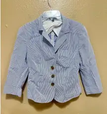 Express Women's Blue White Striped 3/4 Sleeve Blazer Jacket Size‎ 6