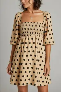 FAITHFULL THE BRAND Dallia Linen Mini Dress, Biscuit Emelda Dot, Small