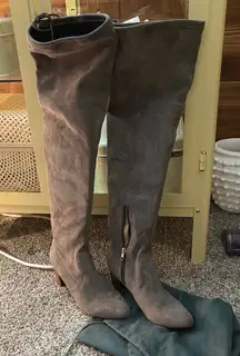 Anthropologie Suede Boots Grey Over knee 