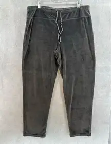 Natori Velour Lounge Pants XL Drawstring Waist Super Soft Stretch Gun Metal Gray