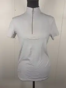 THE TAILORED SPORTSMAN 1/4 ZIP White  SHORT SLEEVE ICEFIL RIDING TOP SZ Small