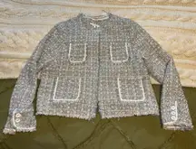 Olivaceous Blue and White Tweed Blazer