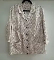 NWT Christopher & Banks White Tan Purple Patterned 3/4 Sleeve Jacket Size 3XL