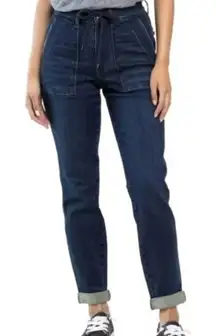 Judy Blue Airplane Mode High Rise Dark Wash Double Cuffed Joggers size 3/26