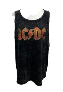 Vinyl Icons AC/DC Acid Washed Tank Top Black Red Size 2X