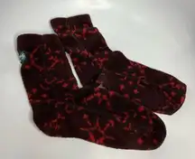 Acorn versafit fleece cabin socks maroon & red adult