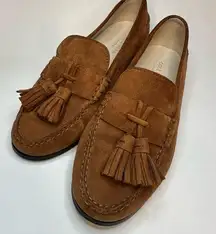 Cole Haan Womens 7B Emmons Woodbury Brown Suede Tassel Loafers Slip On Shoes EUC