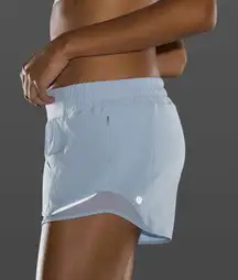 Lululemon Women Size 4 Hotty Hot Blue Linen Running Shorts w/Liner‎ Zip Pocket