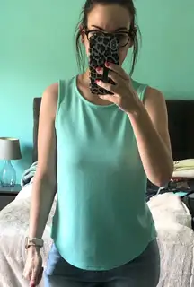 Bar III Aqua Textured Sleeveless Crew Neck Zip Back Tank Top‎ Size S