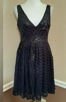 Soiéblu Black Sheer Overlay Sequined Sleeveless ModCloth Party Dress Medium