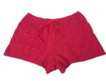 Anthropologie Pink Cable Knit Crochet Elastic Waist Drawstring Casual Shorts L