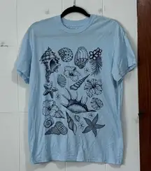 Isaac Morris Blue Seashell Graphic T-Shirt Medium coastal Beachy