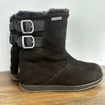 Emu Sandy Buckle Chocolate Brown Boots Women's Size 7 Suede Fur Lined Winter