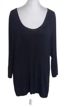 Cupio Women's Black 3/4 Sleeve Top Size Large Black Scoop Neck Tee