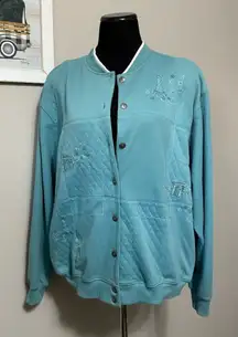 Alfred Dunner Women’s 18 Aqua Button-Up Cardigan Casual  Coastal Grandma