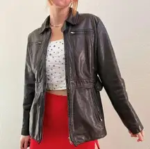 Vintage 1990's Banana Republic 100% Leather Zip Up Jacket