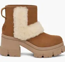 UGG  Boots Womens 10 Brown Brooklyn Sunburst Chunky Ankle Shearling Trim Moto