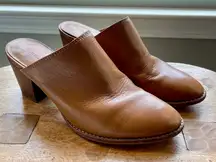 MADEWELL Harper Mule Cognac Leather Block Heel J8560 Fall Classic Women's 8.5