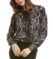 LNA Onion Snake Skin Print Sweater, Charcoal Python, Sz S