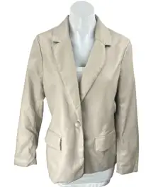 NEW Bohme Women's Beige Long Sleeve One Button Blazer Coat Suit Jacket Size S