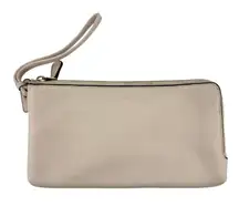 Coach Double Zip Pebble Leather Wristlet Wallet Clutch Cream F54056 Gold Accent