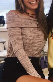 Dusty Pink Fold Over Off Shoulder Top