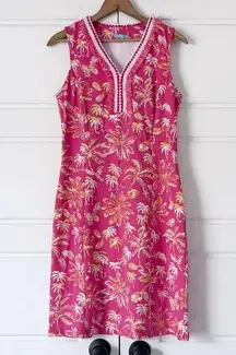 J. McLaughlin  Womens Brent Kona Catalina Cloth Dress Small Pink Coral Palm Trees