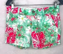 Lilly Pulitzer Women's Size 00 The Callahan Short Mint Green Pink Floral