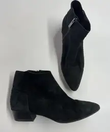 Aquatalia Boots Womens Size 8 Black Suede Ankle Zip Pointed Toe Made in‎ Italy