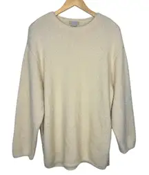 H&M Cream Sparkle Knit Sweater Long Sleeve Crew Neck Shimmer Women Size Medium