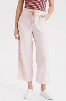 American Eagle Outfitters Super High Rise Crop Wide Leg Linen Pants Women 16 Reg