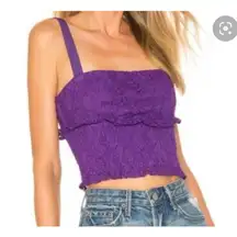 NBD Lupine Purple Lace‎ Ruched Crop Tank Top Revolve Clothing New Size XXS