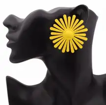 Yellow Flower Big Statement Stud Earrings