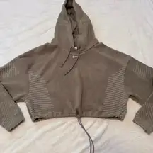 Nike Pro Therma-FIT ADV Hoodie Fleece Sz XS cropped brown sweatshirt Athleisure