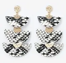 ✨ Tiered Snakeskin Print Half Moon Drop Earrings✨