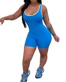 Women's Tight-Fitting Fitness Jumpsuit, Sports Workout Romper, Size L
