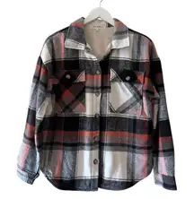 Anthropologie Eden & Olivia oversized plaid flannel button -up Jacket SZ S #2525