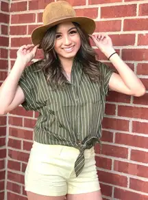 Olive Striped Crop Top M 