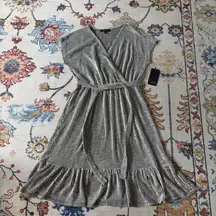 Caution To The Wind Black and White Striped Knee Length Dress Belted NWT