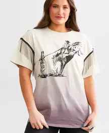 Buckle Cream and Black Lone Star Cowboy Oversized T-Shirt Size Small Western