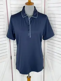 Peter Millar Golf Nylon Henley Polo Shirt‎ Navy Blue Large Two Tone