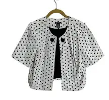 Bob Mackie Laser Cut White Black Polka Dot Bolero Jacket 8