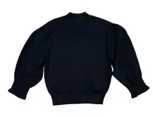 Madewell Mock Neck Ruffle Cuff Sweater Black Merino Wool Blend Size M NEW