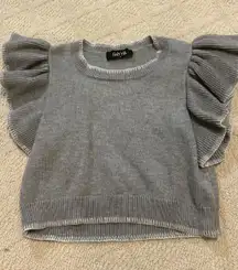 Grey Ruffle Sweater Top