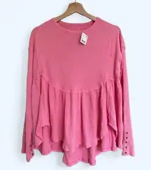 Free People  Thermal Oh My Babydoll Top Bubblegum Pink size XS NWT