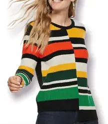 Nine West Color Block Sweater Asymmetrical Hem Retro Black XS