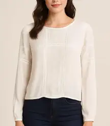 Romeo + Juliet Couture White Embroidered Sheer Blouse | Size Medium