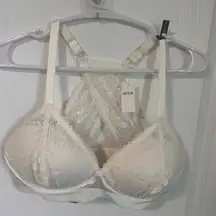 Aerie Ivory Lace Wireless Bralette Bra Size 36D Lightly Padded Women's NWT‎