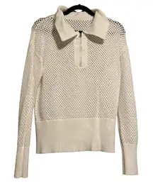 White Knit Zip-Up Sweater size m